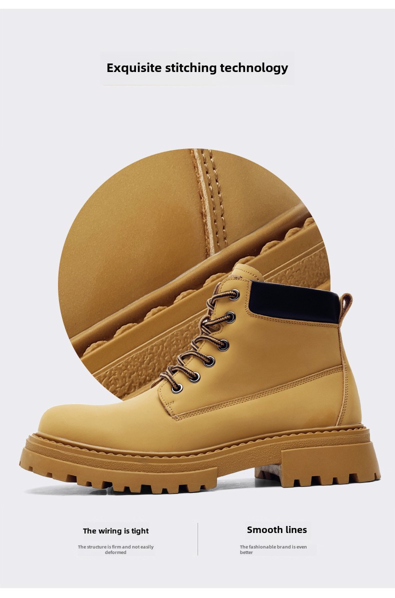 Martin boots men's autumn and winter trend casual Korean version of rhubarb boots piled thickened warm leather boots_voghion.com