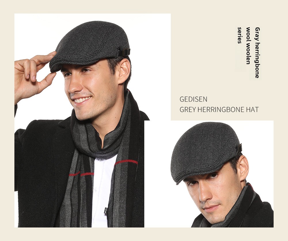 Wollmütze Herren Baskenmütze Herbst und Winter neue Mütze europäische und amerikanische Mütze Malermütze Vorwärtsmütze_voghion.com