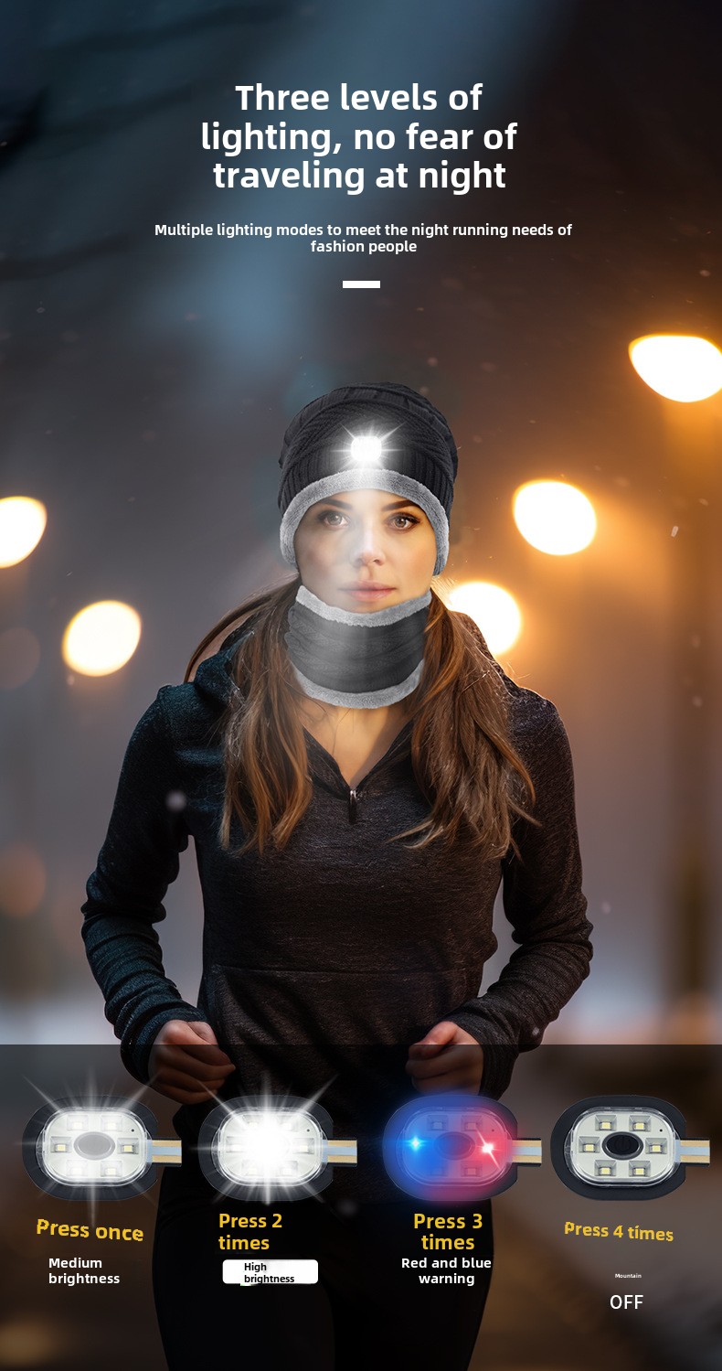 Bluetooth Winter Warm Hat - LED Nighttime Illumination, Bluetooth headphones , Call Answering, Music Playback, Washable, Rechargeable_voghion.com
