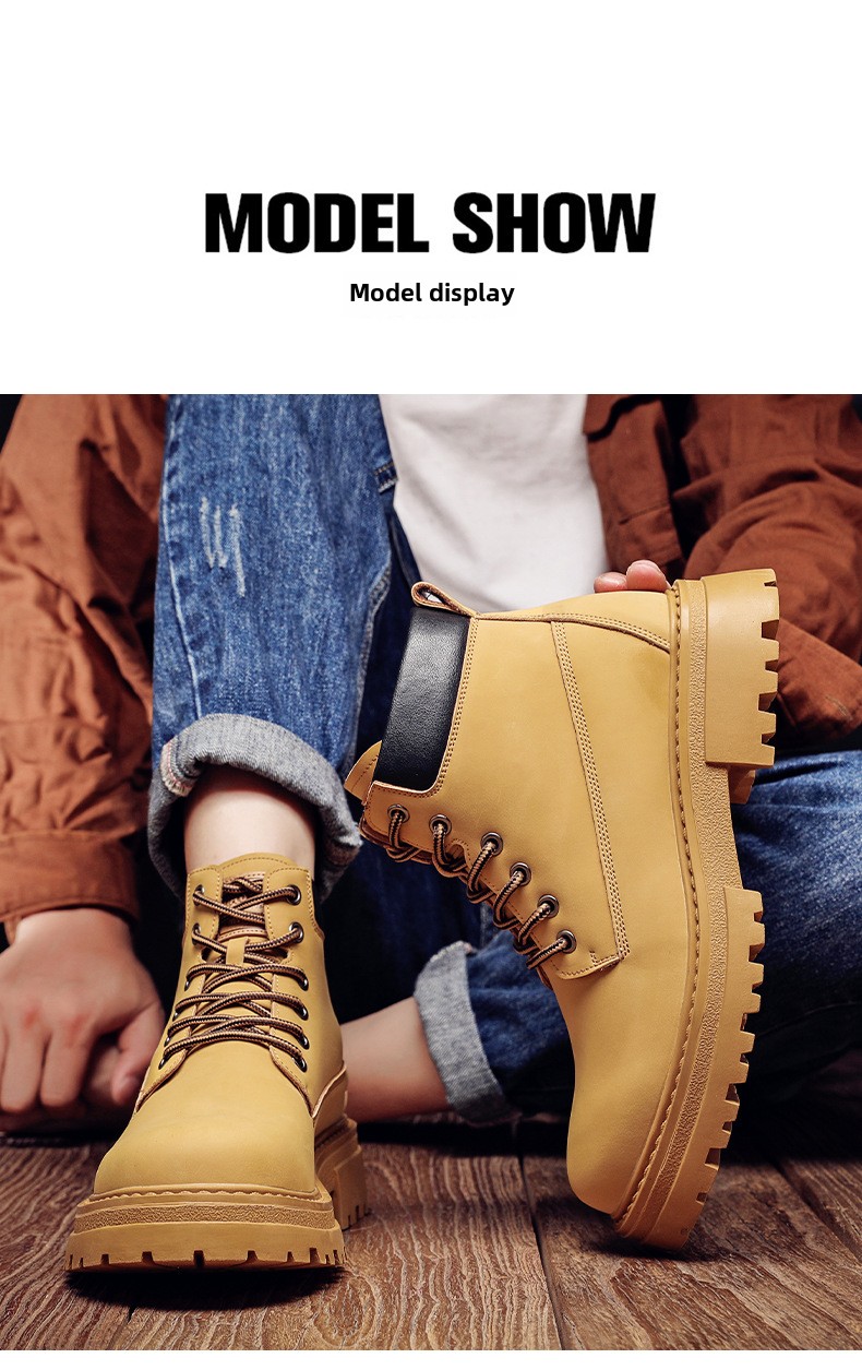 Martin boots men's autumn and winter trend casual Korean version of rhubarb boots piled thickened warm leather boots_voghion.com