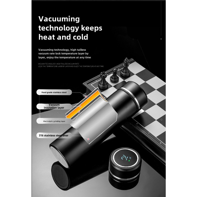 Højkvalitets 316 rustfrit stål smart termokande gaveæske til firmaet temperaturvisning te separationskop_voghion.com