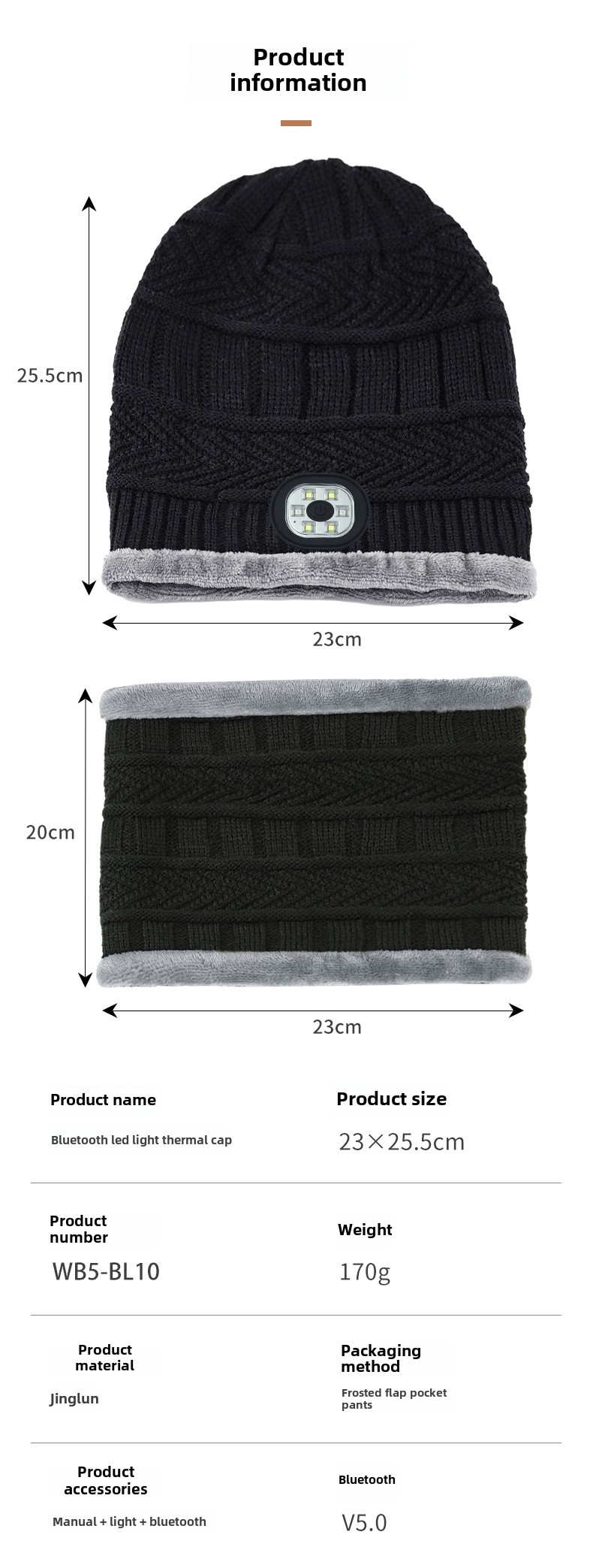 Bluetooth Winter Warm Hat - LED Nighttime Illumination, Bluetooth headphones , Call Answering, Music Playback, Washable, Rechargeable_voghion.com