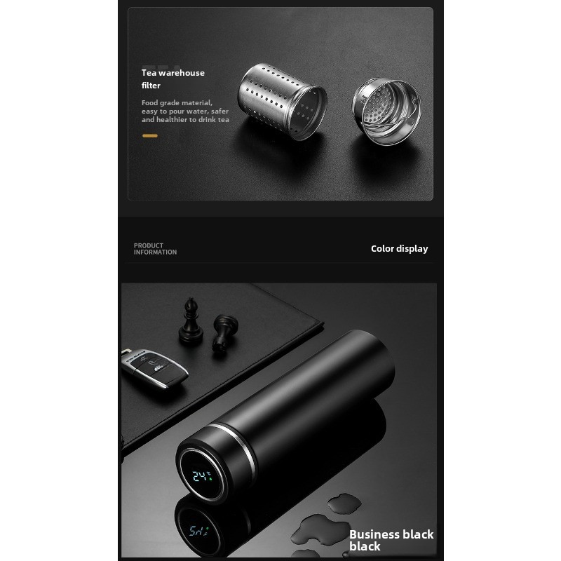 Højkvalitets 316 rustfrit stål smart termokande gaveæske til firmaet temperaturvisning te separationskop_voghion.com