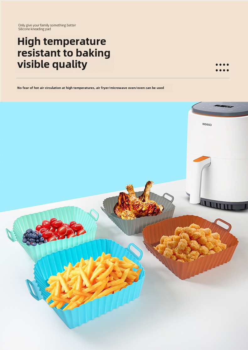 Air Fryer Silicone Baking Tray Tray Multifunctional Food Grade Baking Tray High Temperature Foldable Tray_voghion.com