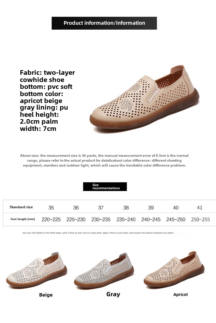 Lederschuhe für Damen Doudou-Schuhe mit Rindersehnensohle Mittleres Alter und Mutterschuhe Flache, rutschfeste Lederschuhe Weiche Sohlen werden der Schuhe nicht müde_voghion.com