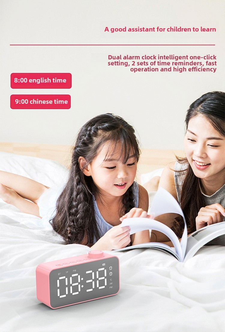Altoparlante wireless YaShoo - Connessione Bluetooth, sveglia, radio FM, display LED, display della temperatura, chiamata tramite microfono, supporto per schede TF, potenza 3 W_voghion.com