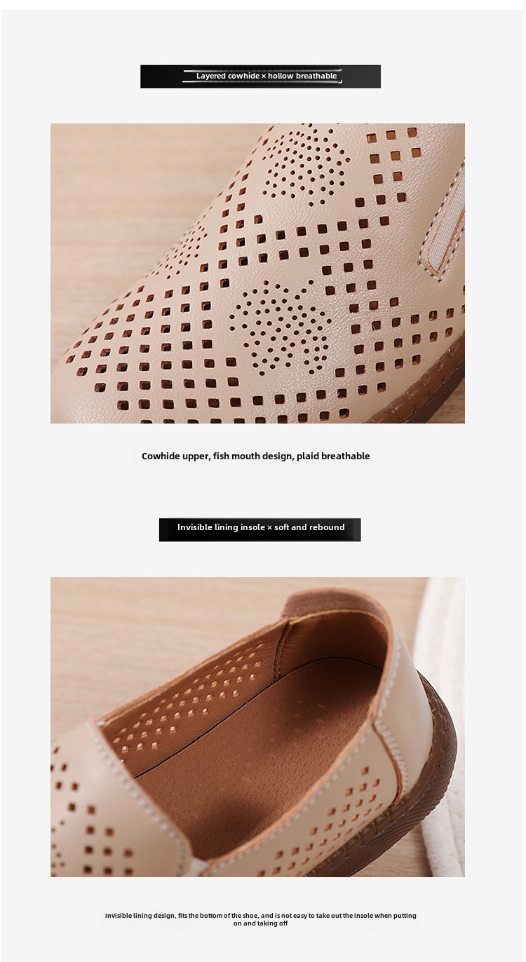 Lederschuhe für Damen Doudou-Schuhe mit Rindersehnensohle Mittleres Alter und Mutterschuhe Flache, rutschfeste Lederschuhe Weiche Sohlen werden der Schuhe nicht müde_voghion.com