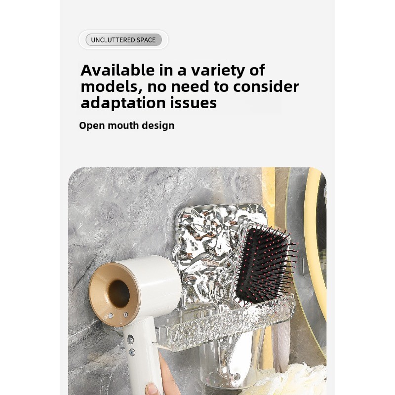 Wandmontéiert Waasser Ripple Hoer Dryer Rack ouni Punching Toilette Stockage Hanger Hoer Dryer Klammer Buedzëmmer Rack_voghion.com