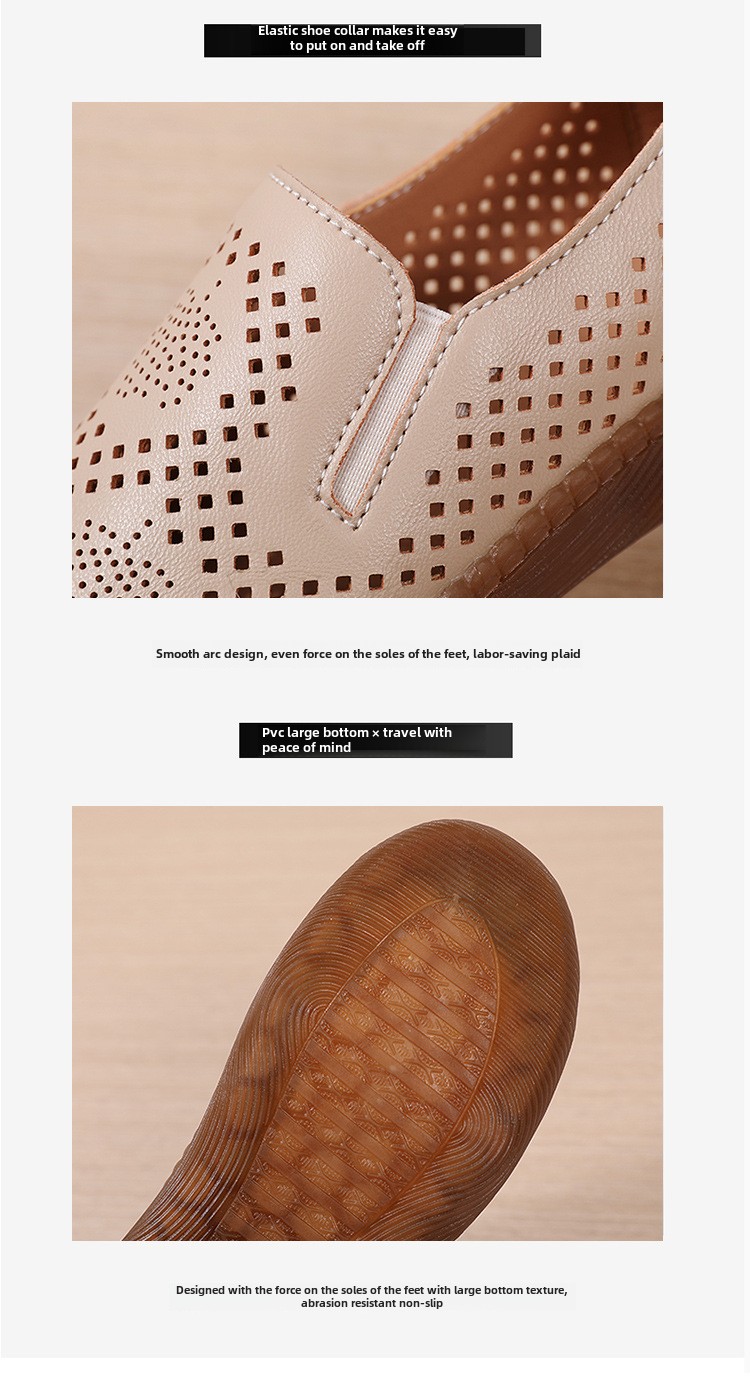 Lederschuhe für Damen Doudou-Schuhe mit Rindersehnensohle Mittleres Alter und Mutterschuhe Flache, rutschfeste Lederschuhe Weiche Sohlen werden der Schuhe nicht müde_voghion.com