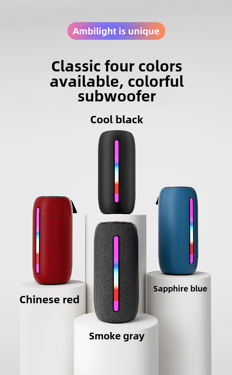 Altoparlante wireless YaShoo - Connessione Bluetooth, luce ambientale RGB, uscita 10 W, protezione di ricarica, scheda TF supportata, modalità TWS, batteria da 1200 mAh_voghion.com