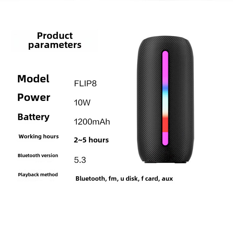 Altoparlante wireless YaShoo - Connessione Bluetooth, luce ambientale RGB, uscita 10 W, protezione di ricarica, scheda TF supportata, modalità TWS, batteria da 1200 mAh_voghion.com