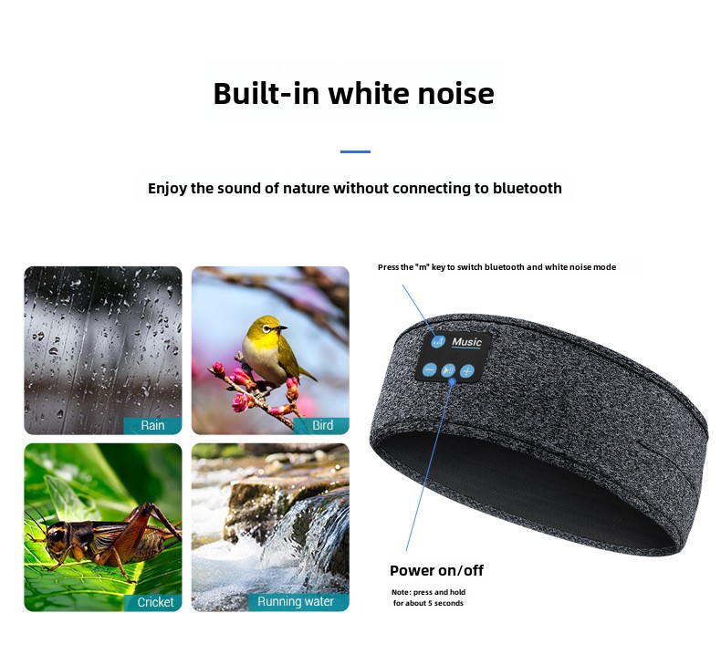 Écouteurs sans fil Bluetooth yashoo - Bandeau de sport, 6 à 8 heures d'autonomie, chargement USB, lavable, batterie 300 mAh_voghion.com