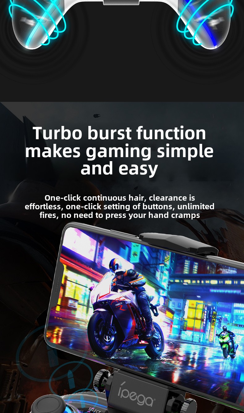 Shooting ball game Bluetooth controller: Android/iOS/PS4/PS3/Switch/PC compatible, dual motor vibration, standard mobile phone holder_voghion.com
