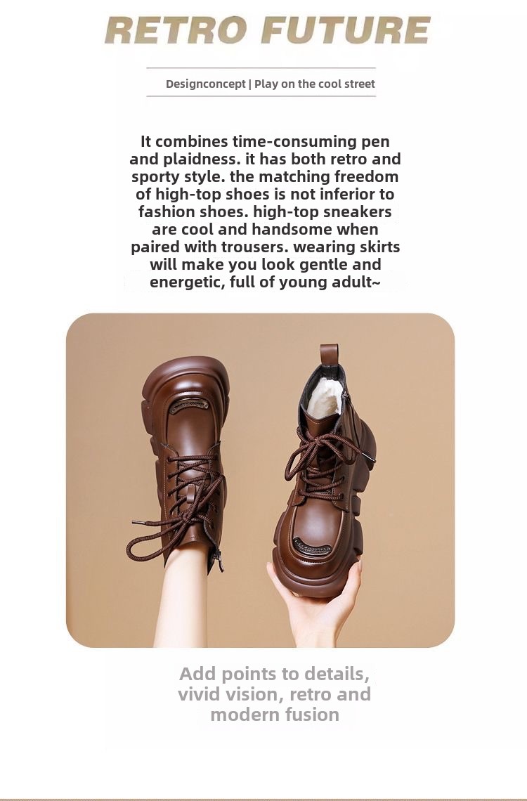 Fur integrated snow boots women's winter leather wool cotton boots thick-soled Martin boots women's short boots thickened warm cotton boots_voghion.com