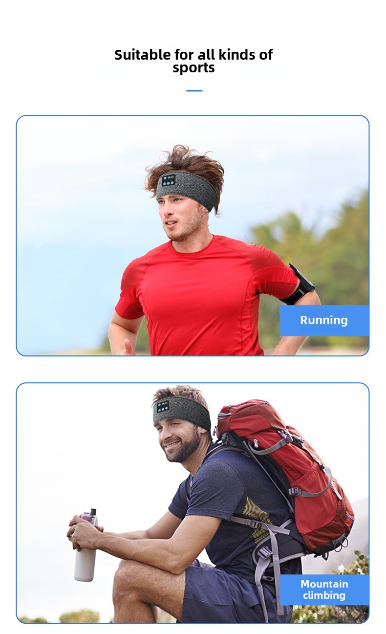 Écouteurs sans fil Bluetooth yashoo - Bandeau de sport, 6 à 8 heures d'autonomie, chargement USB, lavable, batterie 300 mAh_voghion.com