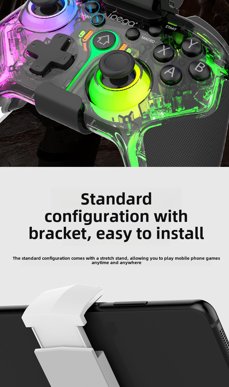 Shooting ball game Bluetooth controller: Android/iOS/PS4/PS3/Switch/PC compatible, dual motor vibration, standard mobile phone holder_voghion.com