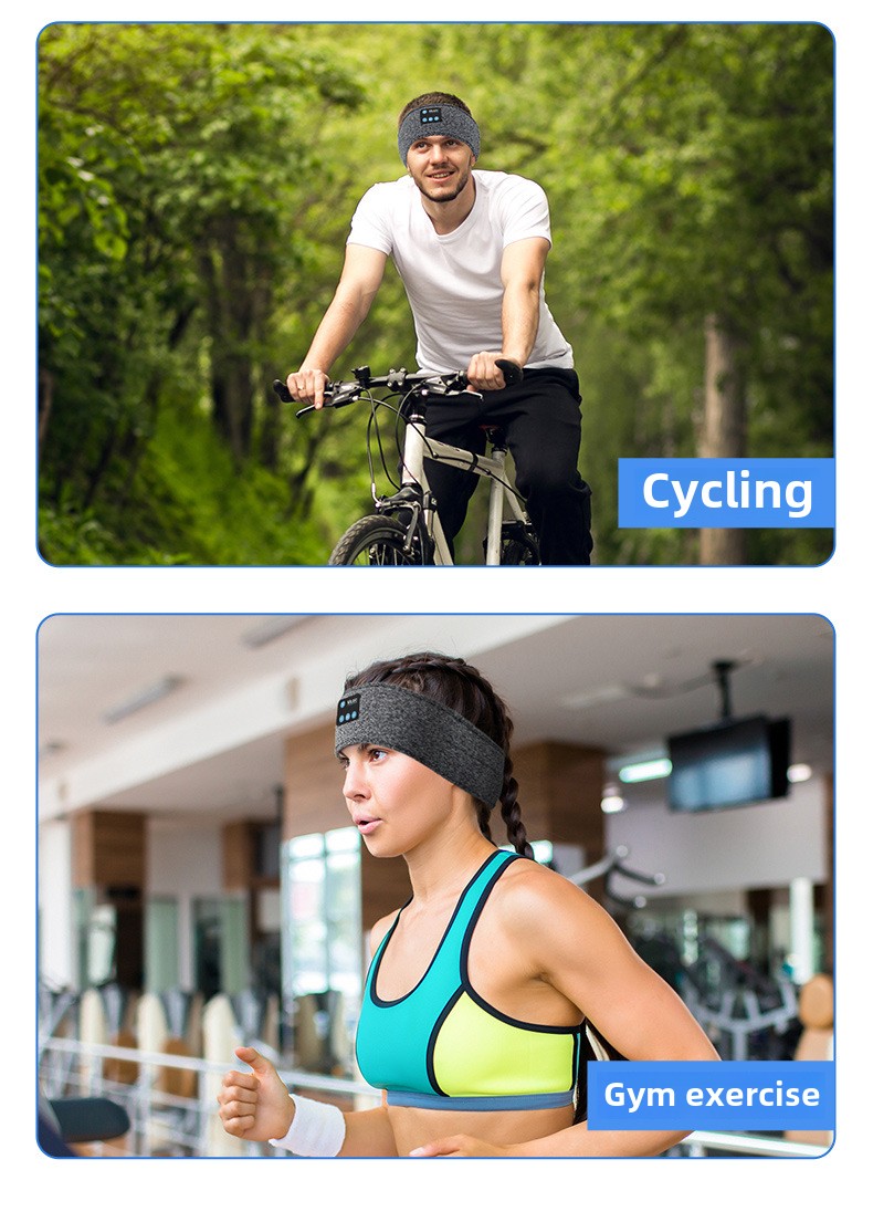 Écouteurs sans fil Bluetooth yashoo - Bandeau de sport, 6 à 8 heures d'autonomie, chargement USB, lavable, batterie 300 mAh_voghion.com