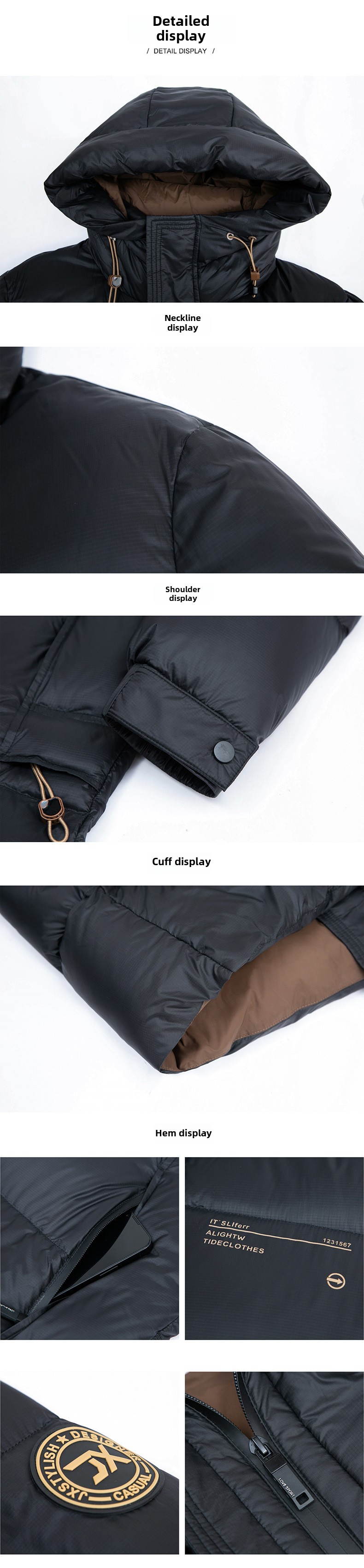 2023 Neue Winterjacke für Herren, mittellang, Herbst und Winter 90, weiße Entendaunenjacke, warm, verdickt, lässig, mit Kapuze_voghion.com