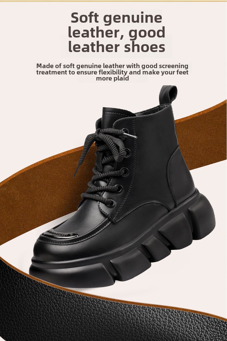 Fur integrated snow boots women's winter leather wool cotton boots thick-soled Martin boots women's short boots thickened warm cotton boots_voghion.com
