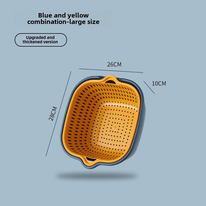 Drain basket six-piece set wholesale kitchen color matching double-layer 6-piece set household washing vegetable basket fruit_voghion.com