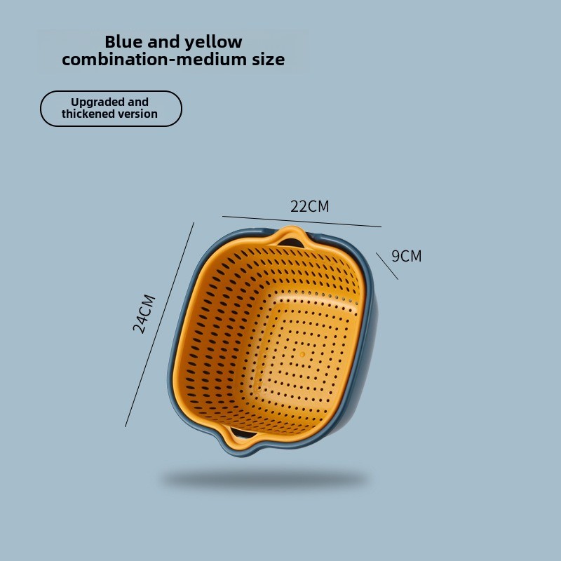 Drain basket six-piece set wholesale kitchen color matching double-layer 6-piece set household washing vegetable basket fruit_voghion.com