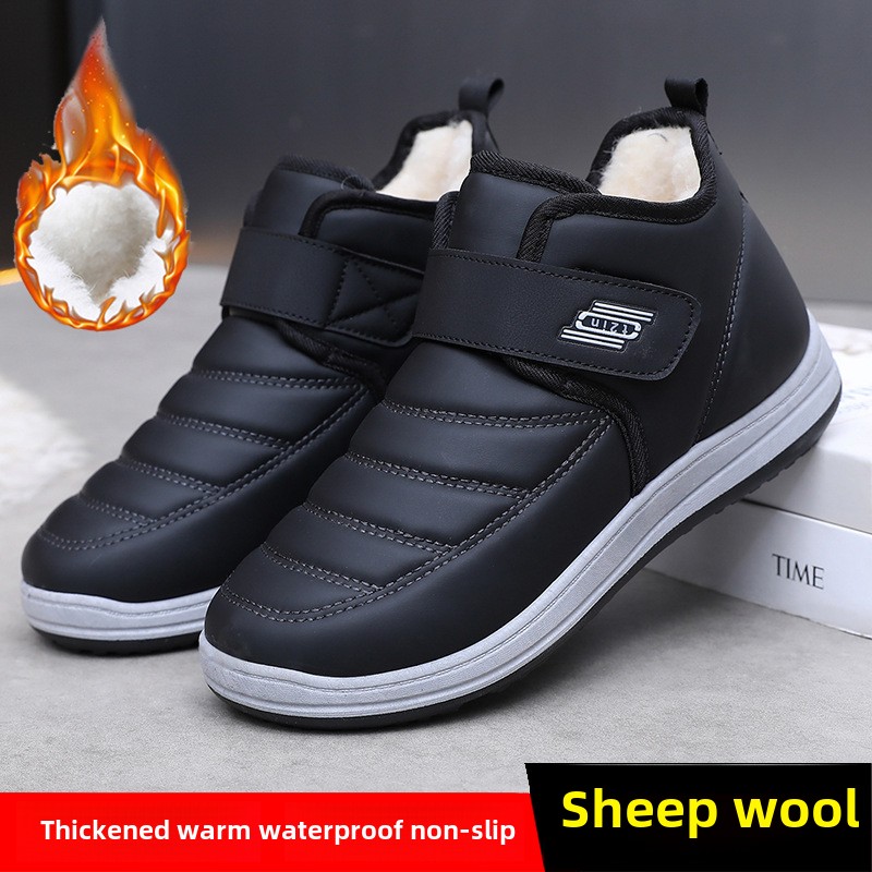 Wanter nei Hären Kottengschuhe Kaschmir Schnéistiefelen verdickt Härenschuhe Wanderschuhe Liederuewerfläch waasserdicht an rutschfest Pappschuhe_voghion.com