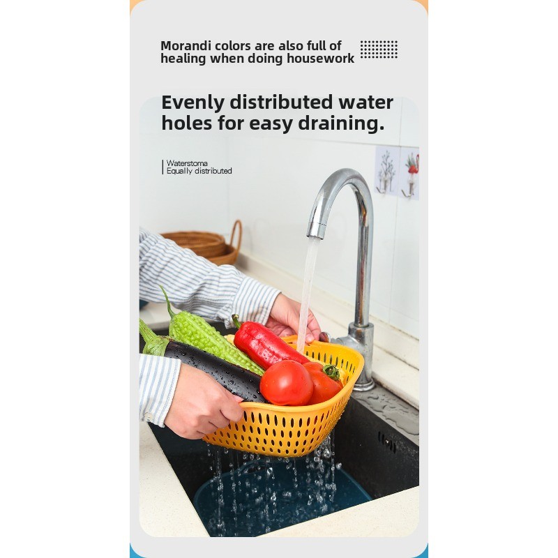 Drain basket six-piece set wholesale kitchen color matching double-layer 6-piece set household washing vegetable basket fruit_voghion.com