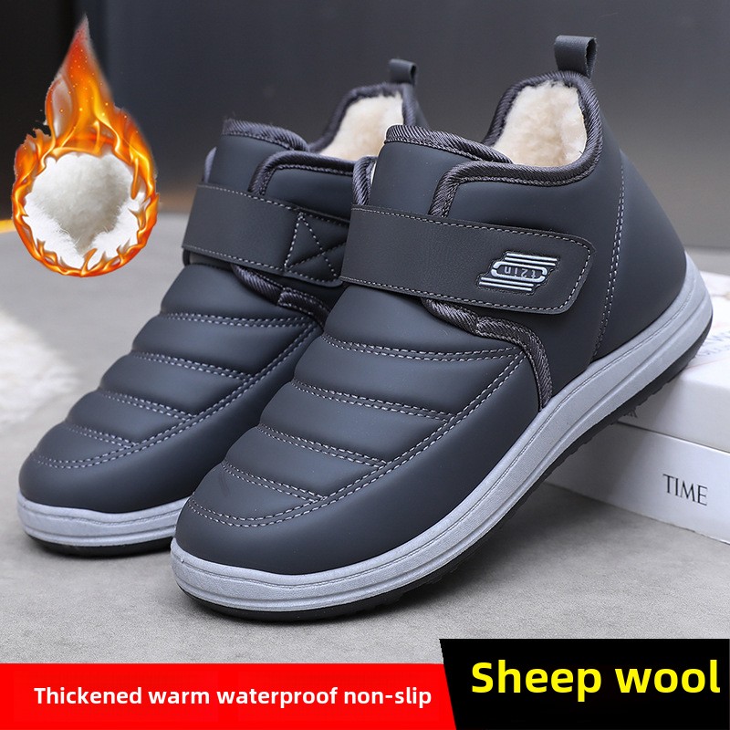 Wanter nei Hären Kottengschuhe Kaschmir Schnéistiefelen verdickt Härenschuhe Wanderschuhe Liederuewerfläch waasserdicht an rutschfest Pappschuhe_voghion.com