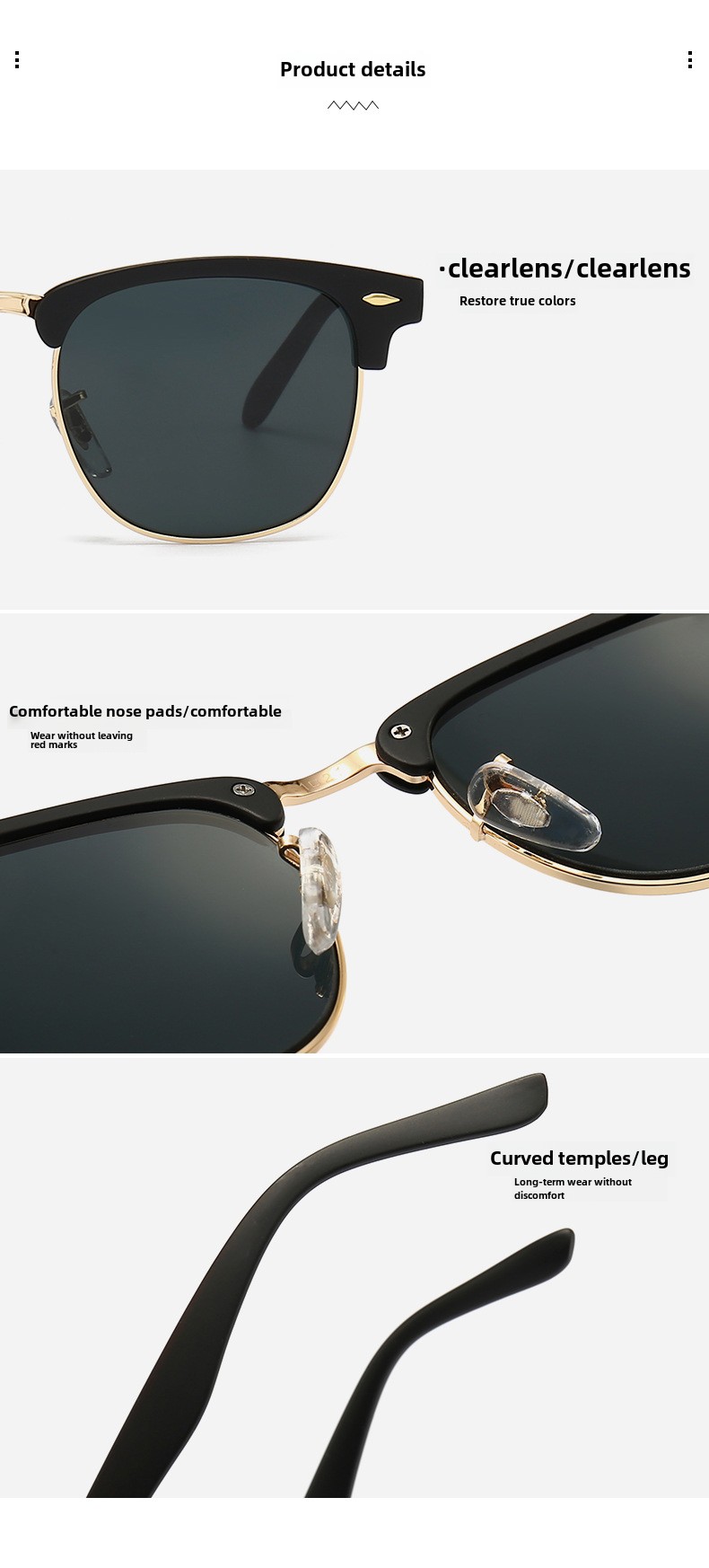 Occhiali da sole in vetro di nuova concezione, tendenza moda, occhiali da sole per il tempo libero e le vacanze (con custodia per occhiali) 3016_voghion.com