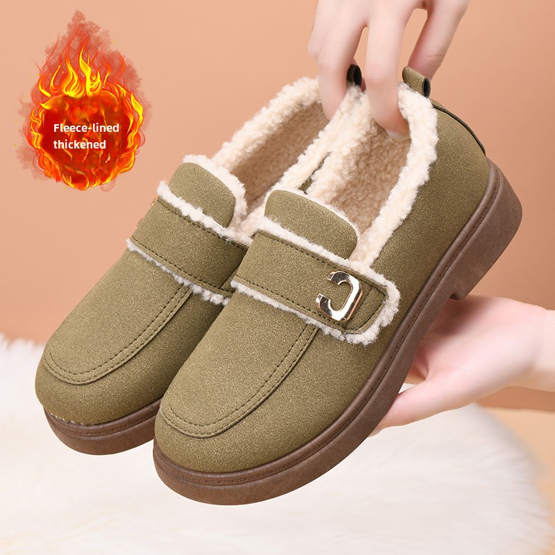 Doudou shoes women's winter models fleece thickened women's casual cotton shoes fashionable and comfortable warm mother shoes_voghion.com