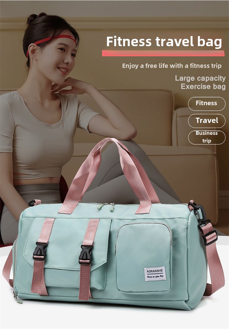 Travel bag Premium sense women's large-capacity sports bag Fitness bag Luggage bag Water-proof shoulder bag_voghion.com