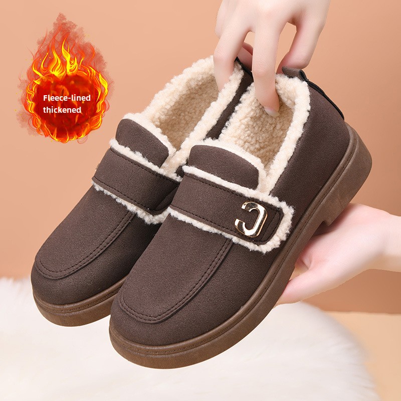 Doudou shoes women's winter models fleece thickened women's casual cotton shoes fashionable and comfortable warm mother shoes_voghion.com