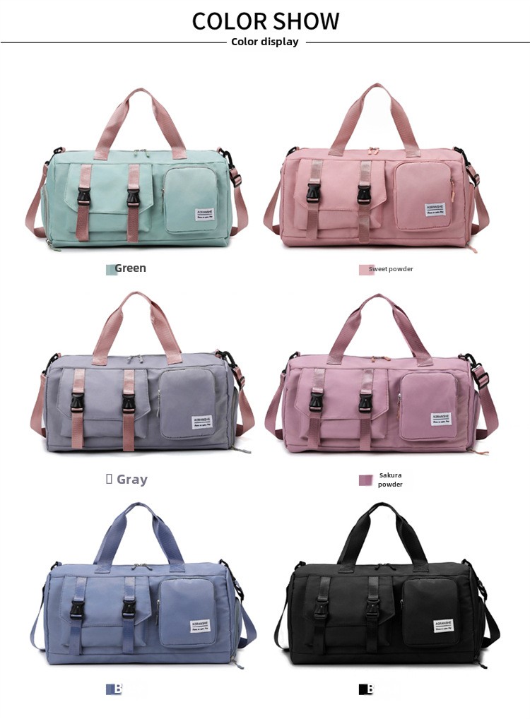 Travel bag Premium sense women's large-capacity sports bag Fitness bag Luggage bag Water-proof shoulder bag_voghion.com