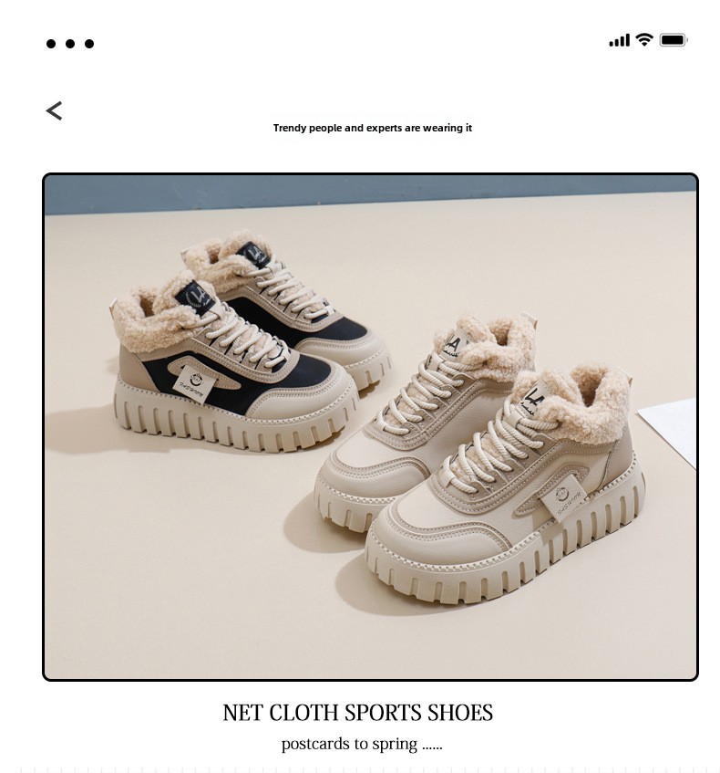 Stivali da neve alti in velluto invernale per studentesse, scarpe calde casual con plateau, scarpe di cotone_voghion.com