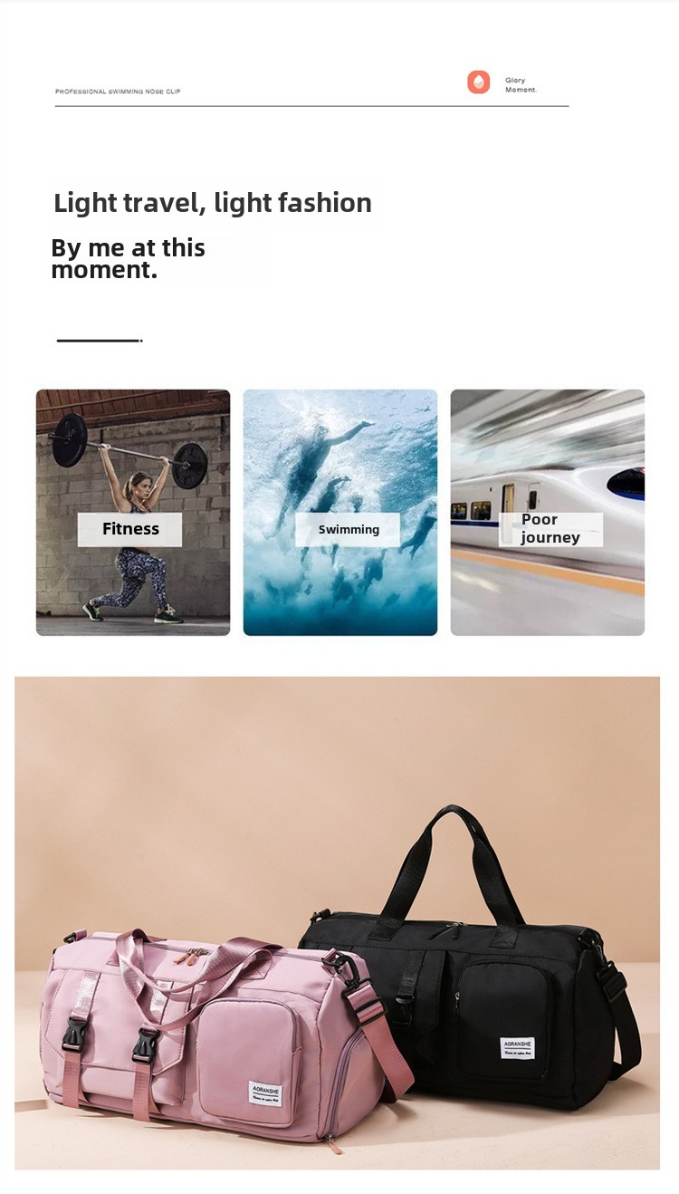 Travel bag Premium sense women's large-capacity sports bag Fitness bag Luggage bag Water-proof shoulder bag_voghion.com