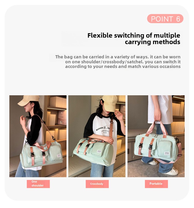 Travel bag Premium sense women's large-capacity sports bag Fitness bag Luggage bag Water-proof shoulder bag_voghion.com