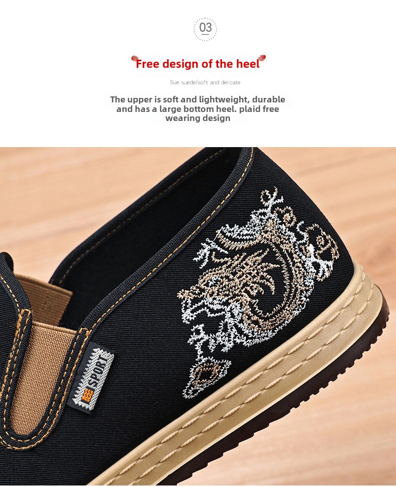 Pánské boty nové čínské vyšívané plátěné boty v etnickém stylu s mělkými ústy, jednoduché boty s jedním pedálem, běžné boty staré pekingské látkové boty_voghion.com