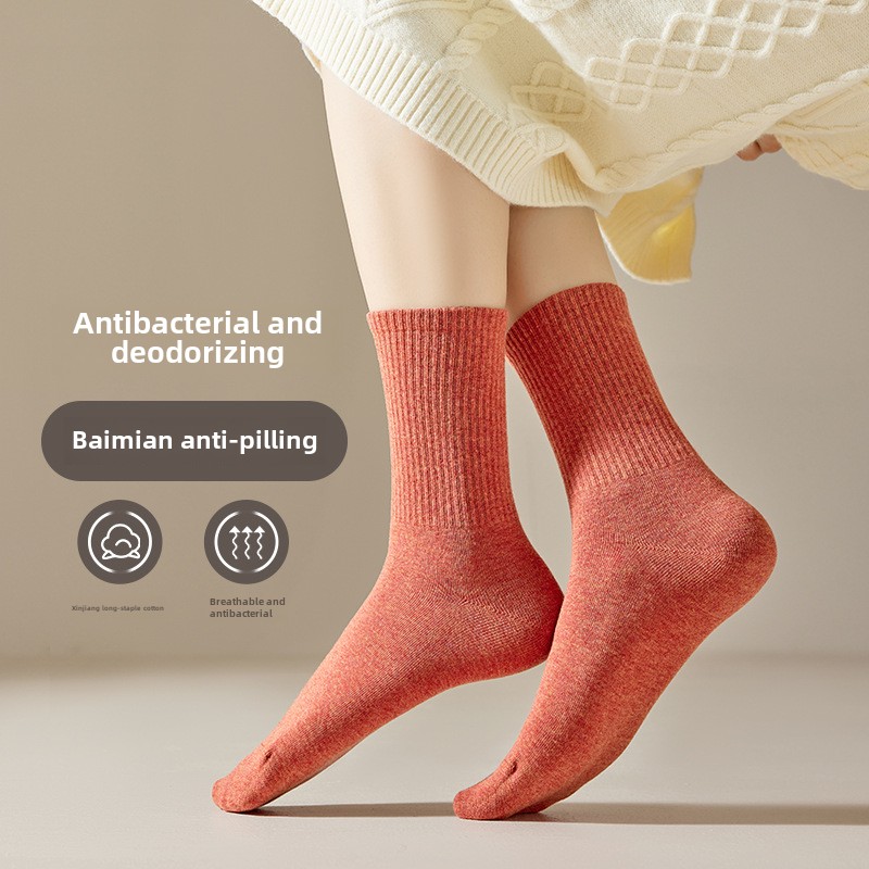 Calzini calzini da donna a tubo medio autunno e inverno calzini di cotone calzini in puro cotone calzini da donna casual deodoranti antibatterici anti-sudore_voghion.com