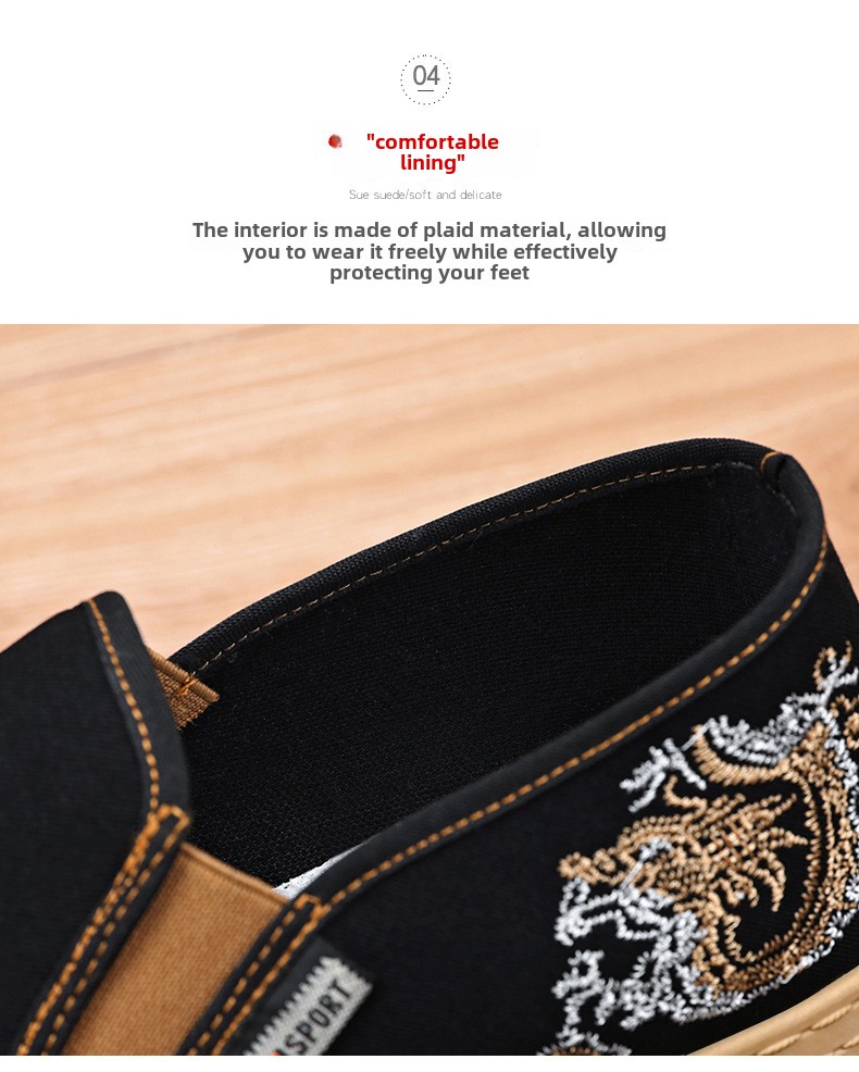 Pánské boty nové čínské vyšívané plátěné boty v etnickém stylu s mělkými ústy, jednoduché boty s jedním pedálem, běžné boty staré pekingské látkové boty_voghion.com