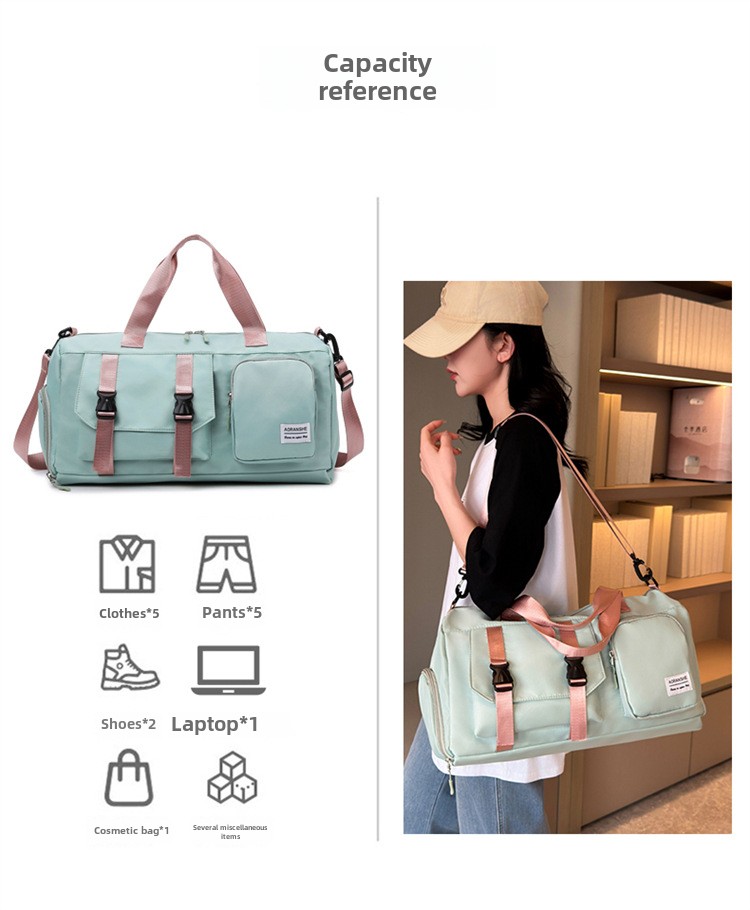 Travel bag Premium sense women's large-capacity sports bag Fitness bag Luggage bag Water-proof shoulder bag_voghion.com