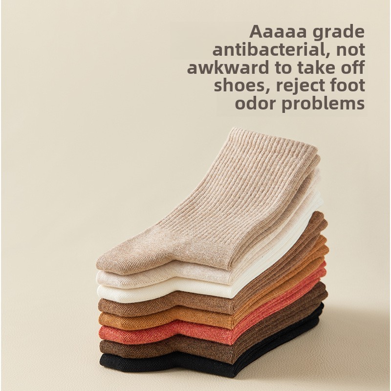 Calzini calzini da donna a tubo medio autunno e inverno calzini di cotone calzini in puro cotone calzini da donna casual deodoranti antibatterici anti-sudore_voghion.com