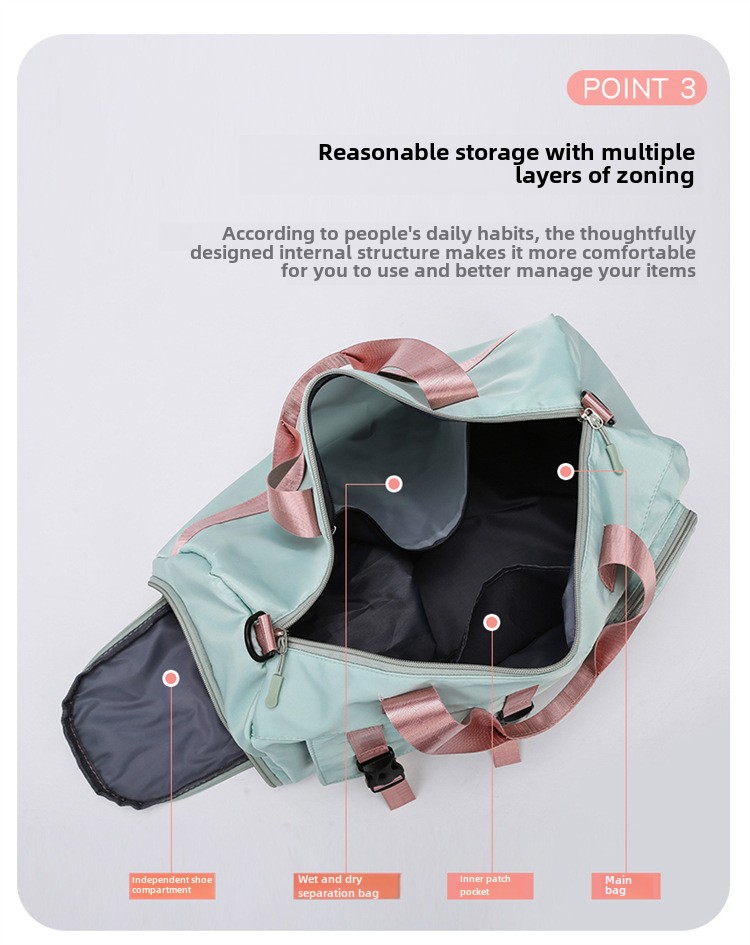 Travel bag Premium sense women's large-capacity sports bag Fitness bag Luggage bag Water-proof shoulder bag_voghion.com