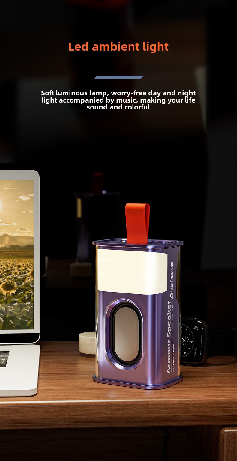 YaShoo Bluetooth Speaker - Transparent Case, high definition sound quality, LED ambient light, TWS couplet, 500mAh battery, 5w power_voghion.com