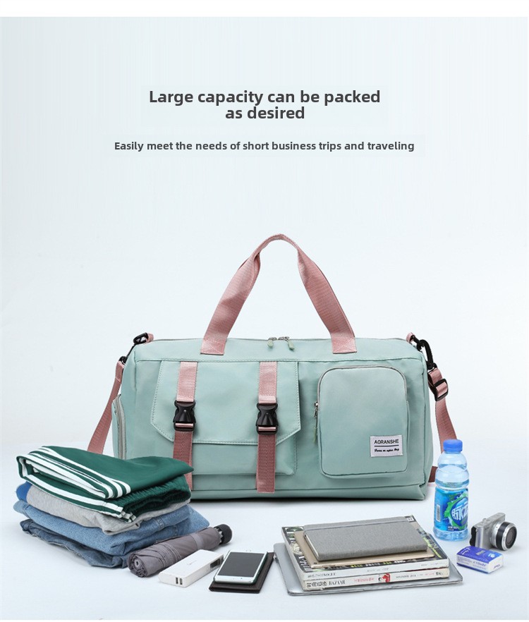 Travel bag Premium sense women's large-capacity sports bag Fitness bag Luggage bag Water-proof shoulder bag_voghion.com