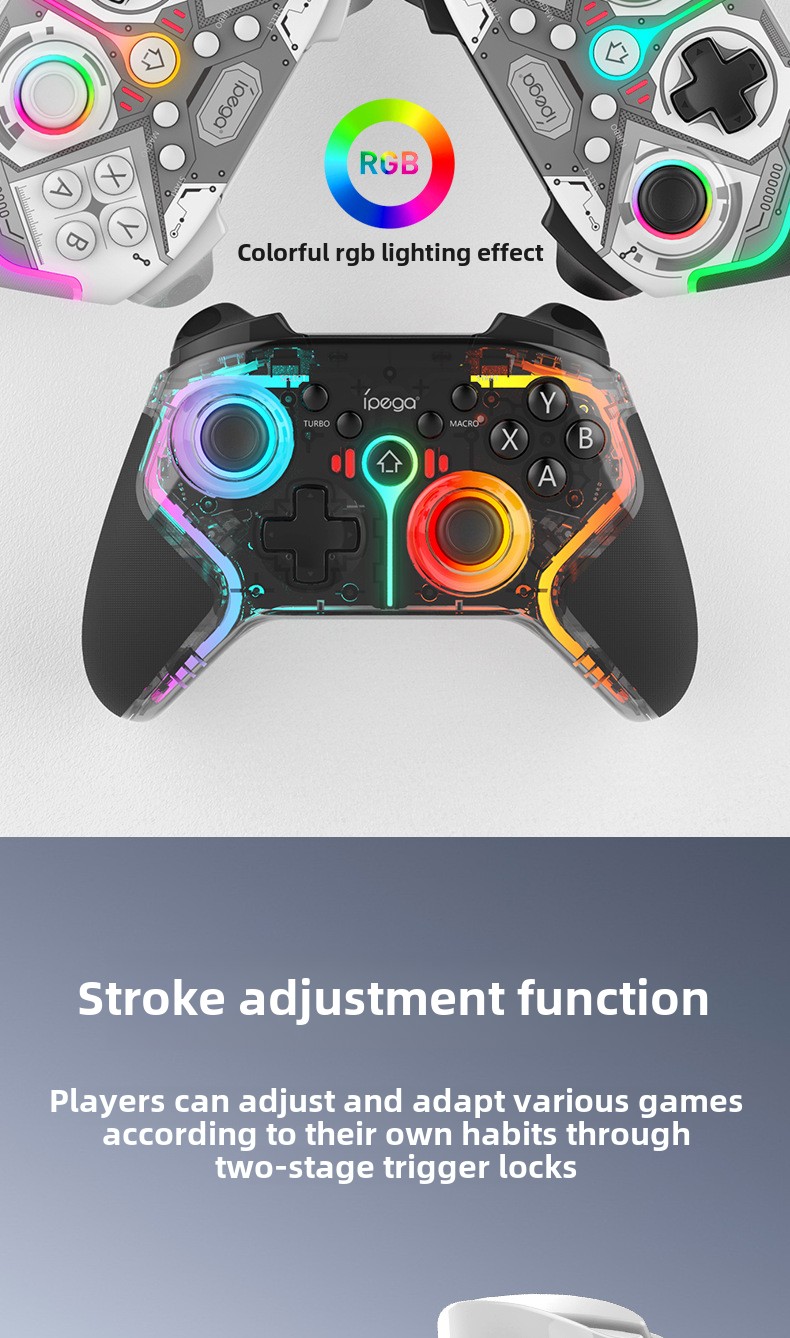 Shooting ball game Bluetooth controller: Android/iOS/PS4/PS3/Switch/PC compatible, dual motor vibration, standard mobile phone holder_voghion.com