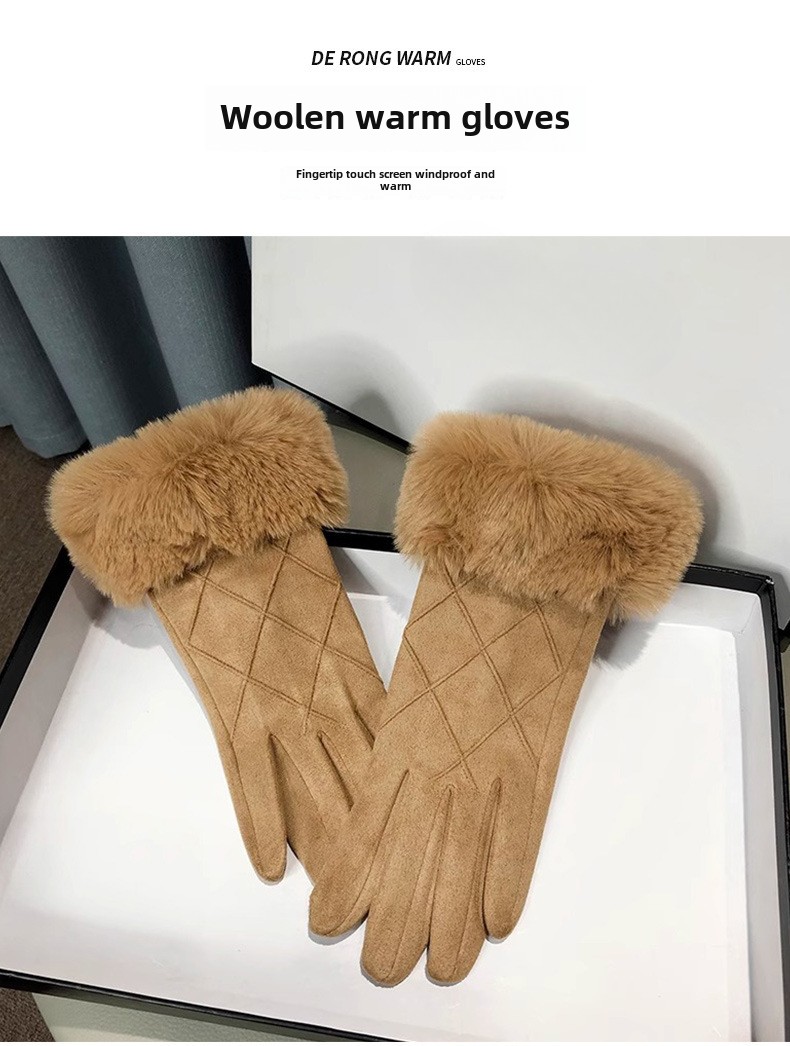 Nuovi guanti in pelle scamosciata a quadri, morbidi e spessi guanti da equitazione antivento touchscreen caldi_voghion.com