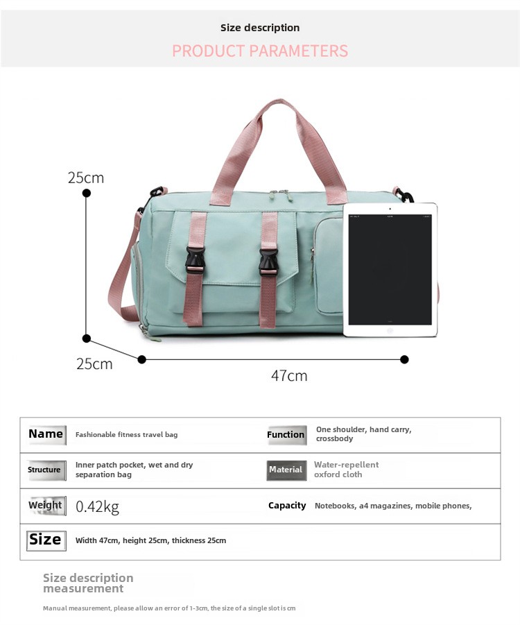 Travel bag Premium sense women's large-capacity sports bag Fitness bag Luggage bag Water-proof shoulder bag_voghion.com