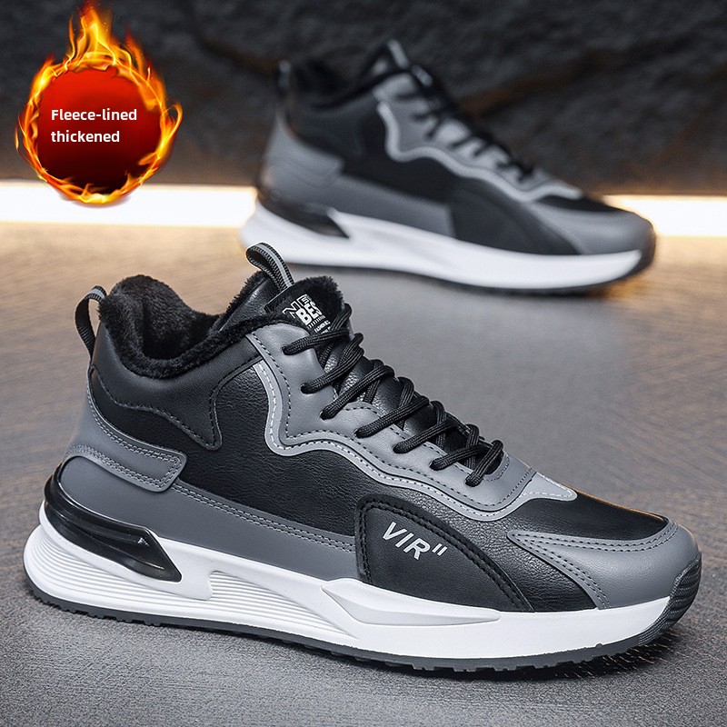 Scarpe da uomo in velluto alla moda, scarpe da uomo versatili, scarpe casual in pelle, scarpe in cotone caldo, scarpe sportive, scarpe da ginnastica bianche, scarpe alla moda da uomo_voghion.com