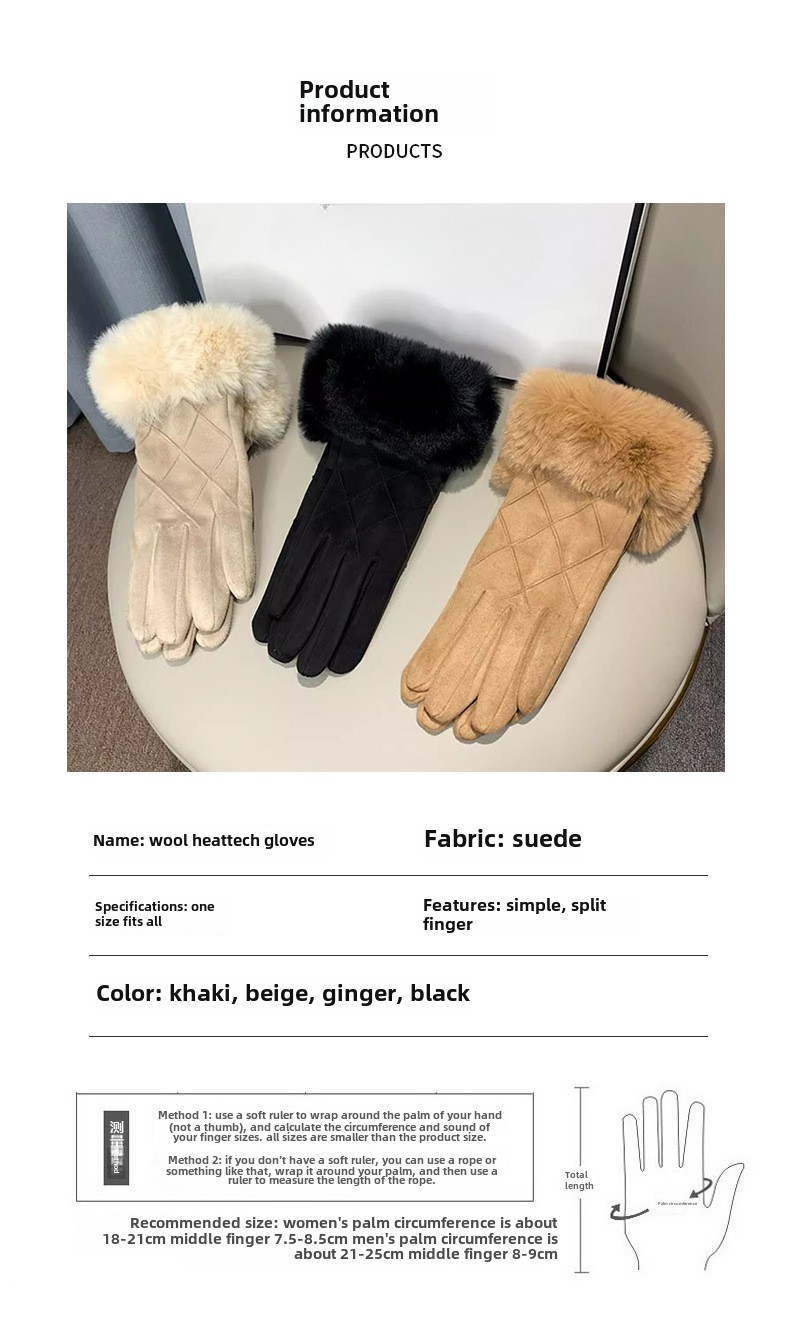 Nuovi guanti in pelle scamosciata a quadri, morbidi e spessi guanti da equitazione antivento touchscreen caldi_voghion.com