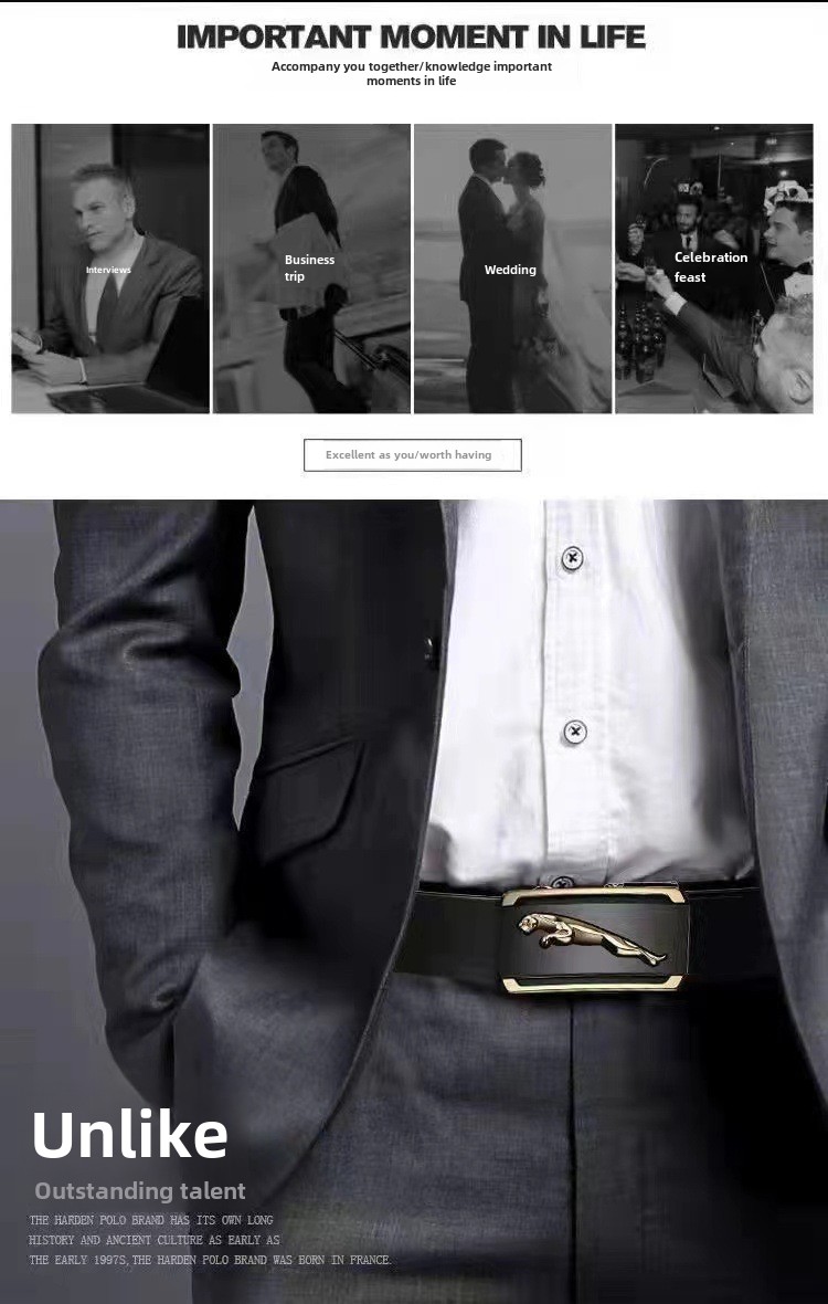 Ceinture pour homme Jaguar Toothless Inner Wear Boucle automatique Ceinture pour homme Ceinture décontractée et polyvalente pour homme_voghion.com